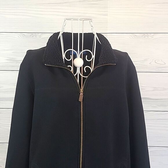 Karen Scott black sherpa fleece black zip front jacket Size M - Picture 2 of 10